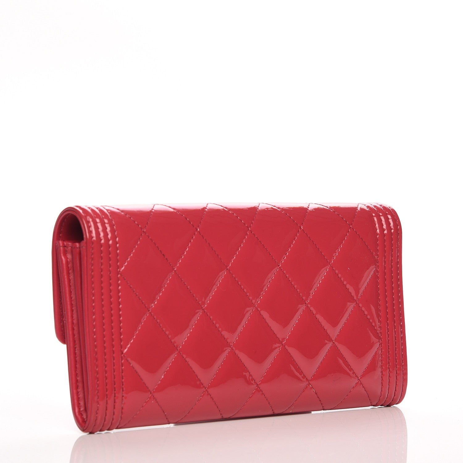 Chanel Patent Calfskin Quilted Boy Flap Wallet Pink 3 of 8
