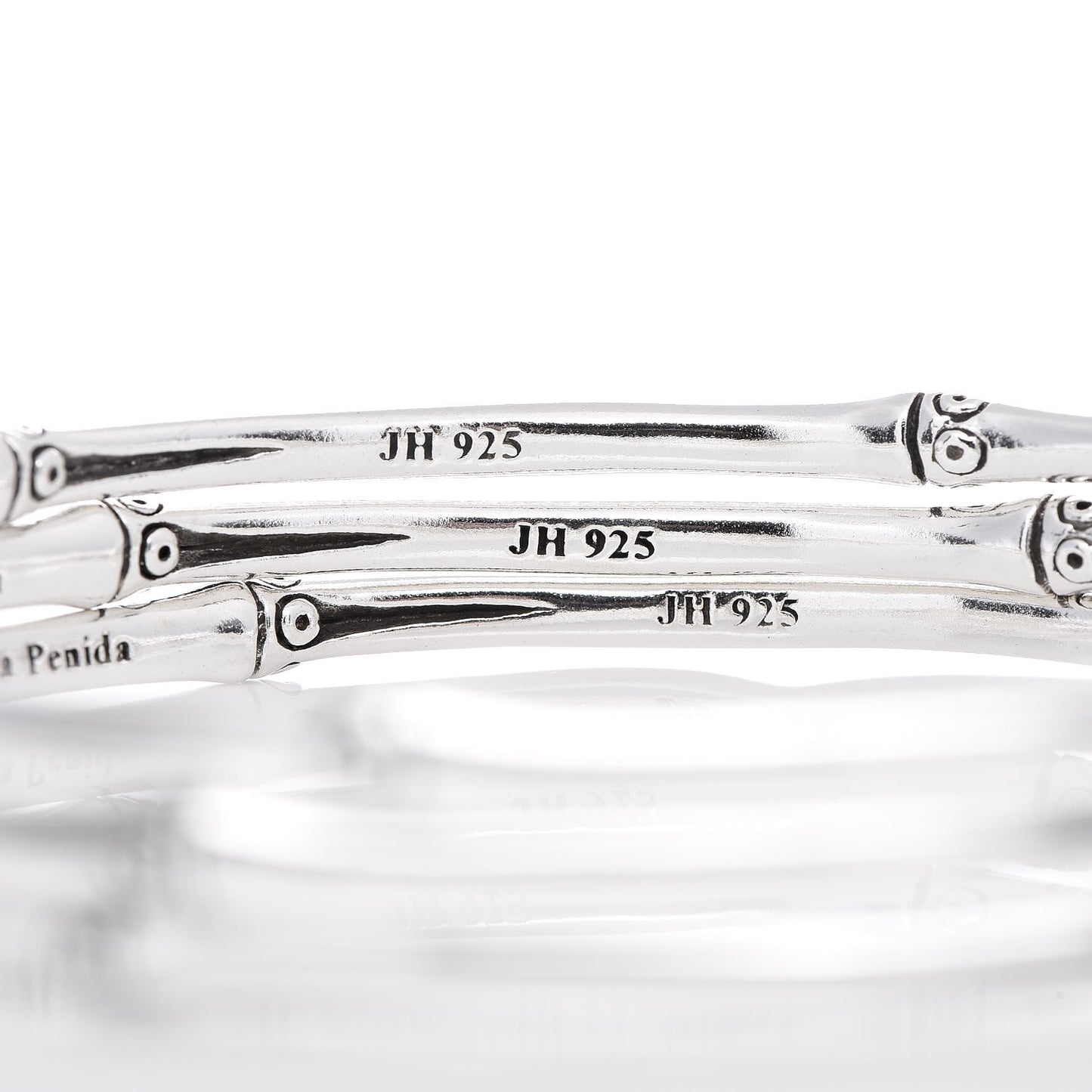 Sterling Silver Bamboo Bangle Bracelet Set of 3