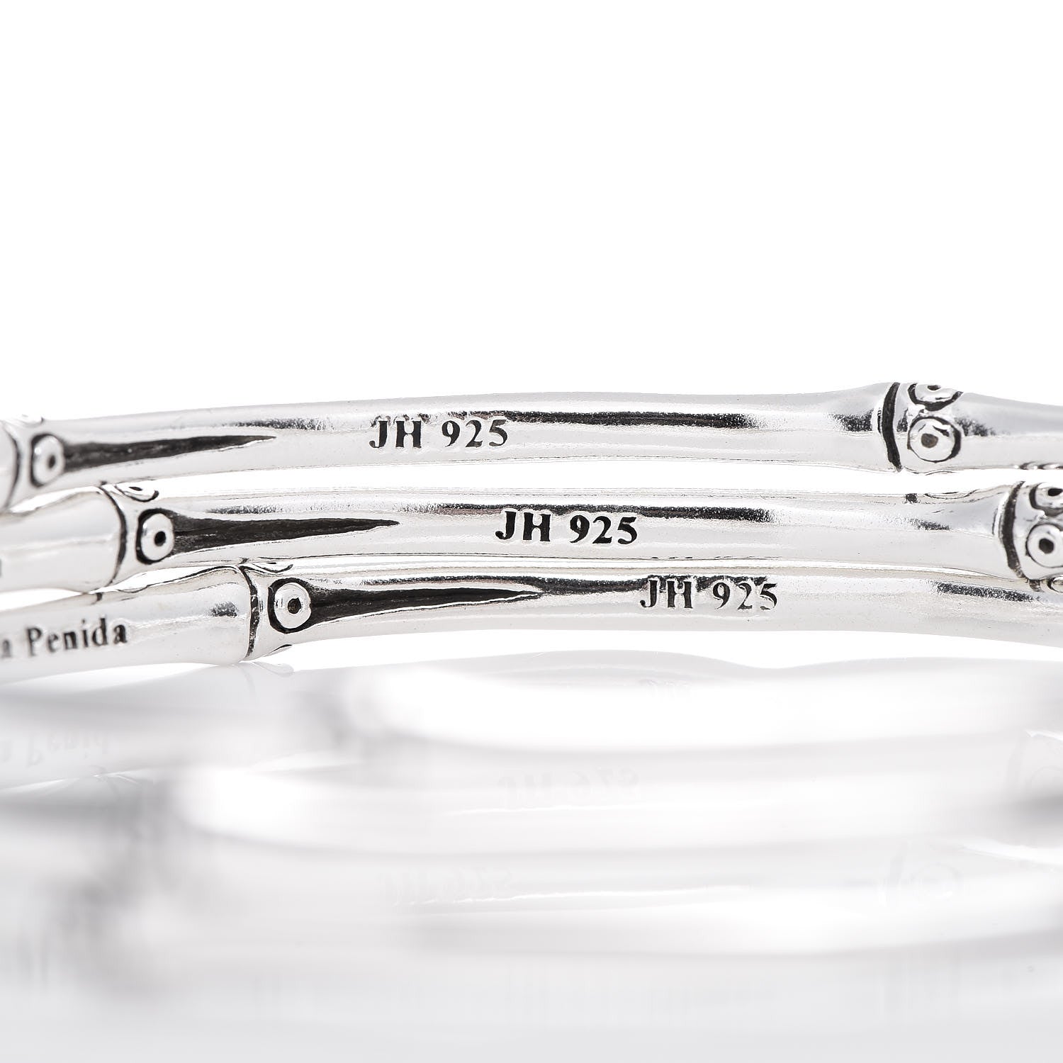John Hardy Sterling Silver Bamboo Bangle Bracelet Set of 3 5 of 5