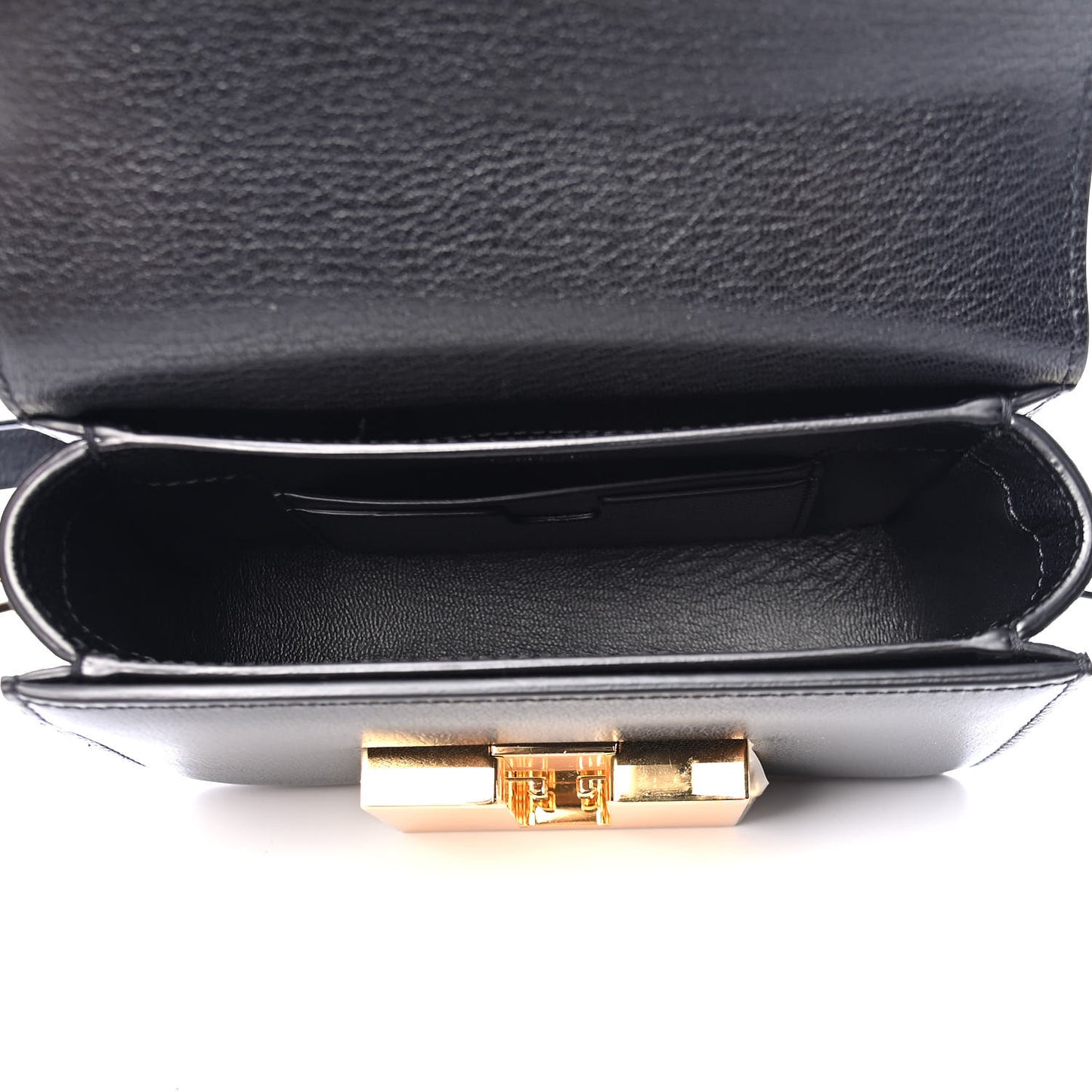 Shiny Goatskin Small T Clasp Shoulder Bag Black