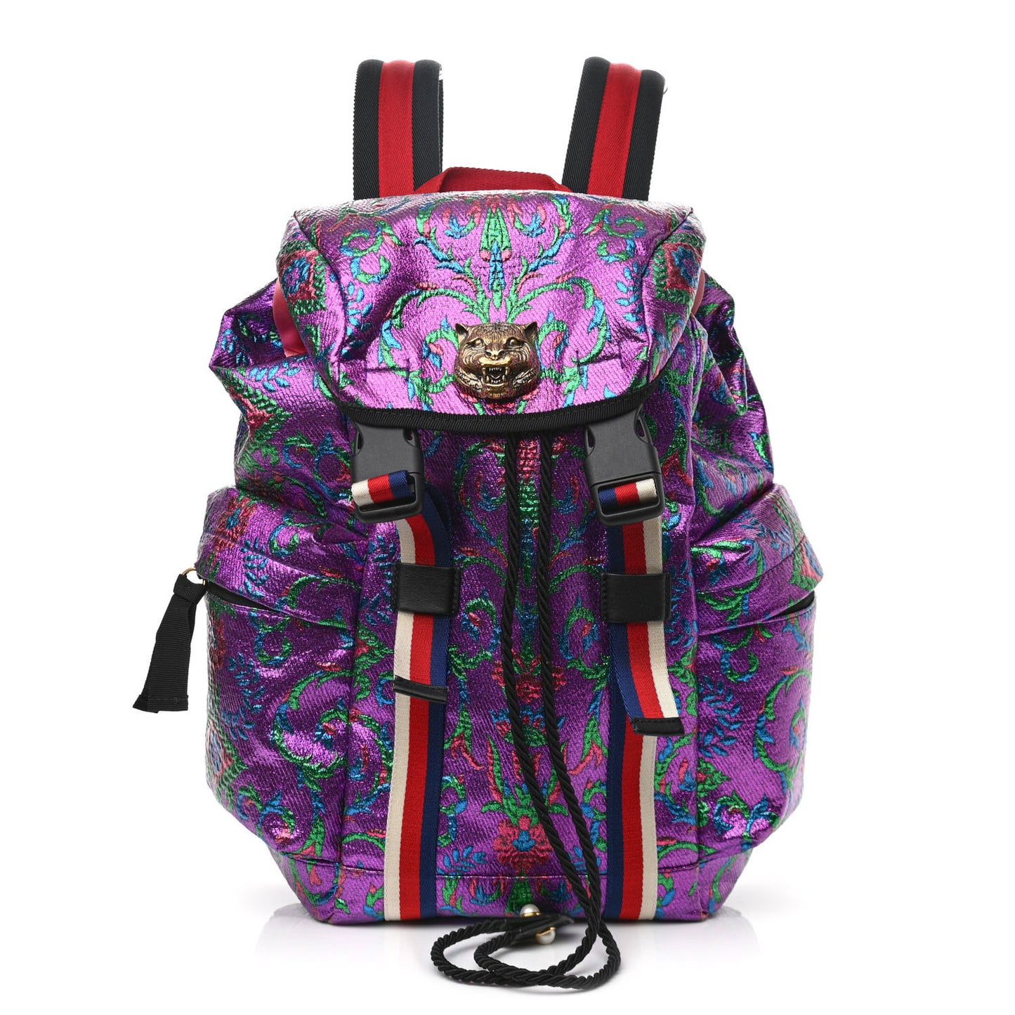 Brocade Web Small Double Buckle Backpack Multicolor