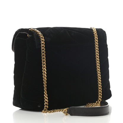 Saint Laurent Velvet Y Quilted Monogram Small Loulou Chain Satchel Black 3 of 17