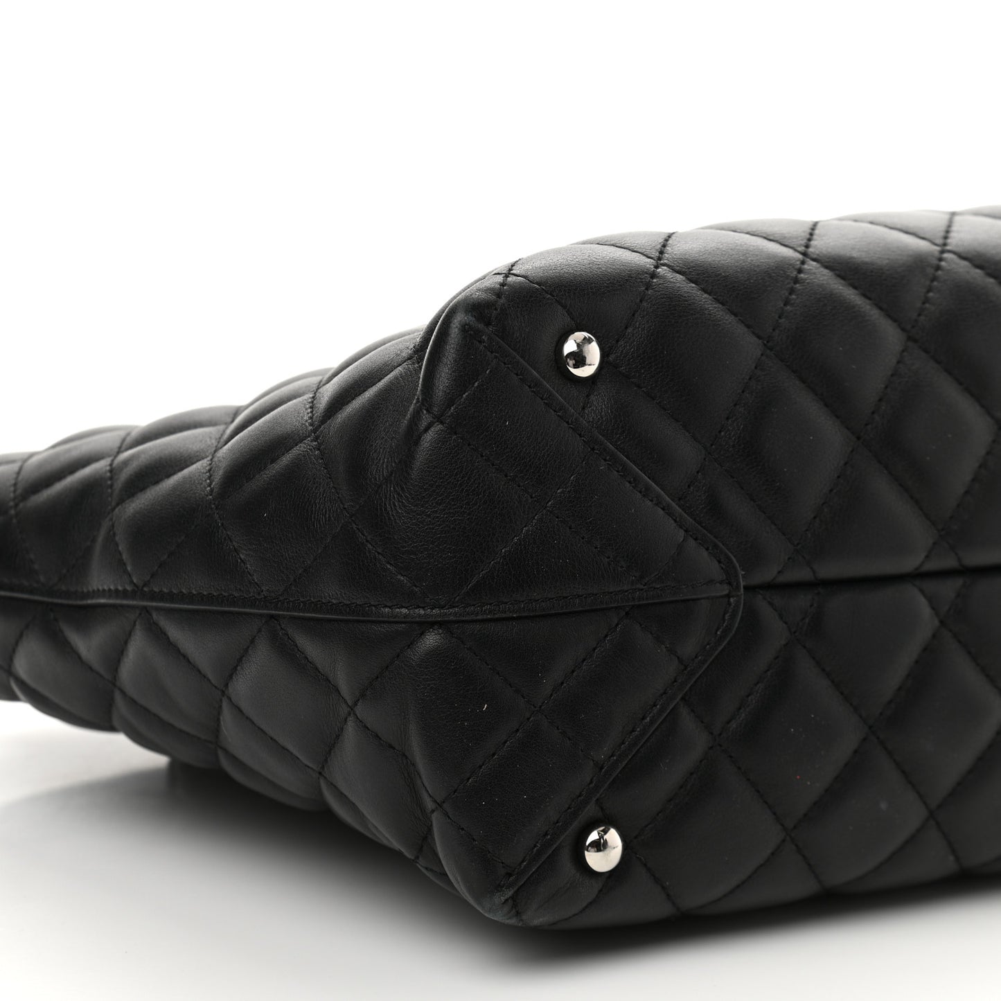 Calfskin Quilted Large Shopping Tote Black