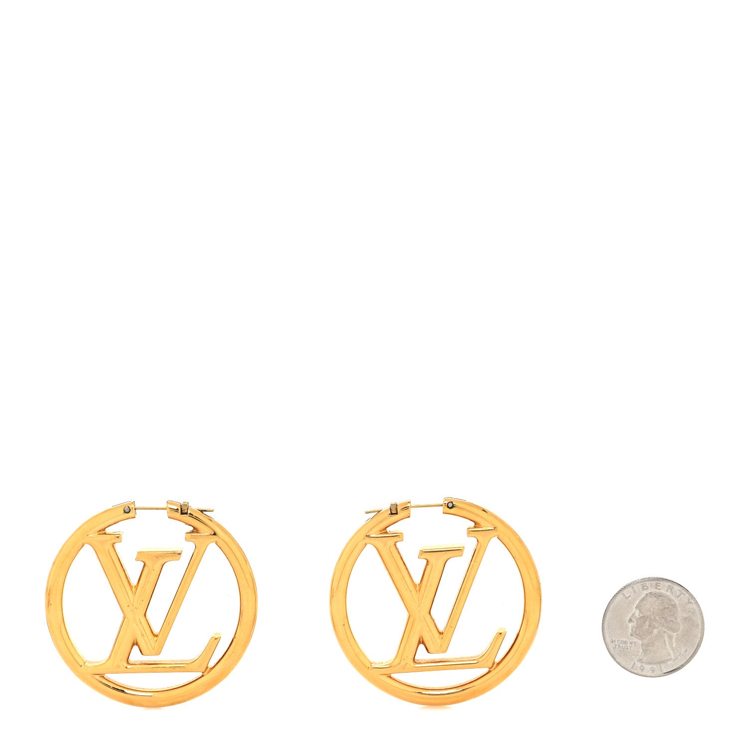 Louis Vuitton Metal Louise Hoop Earrings Gold 2 of 4