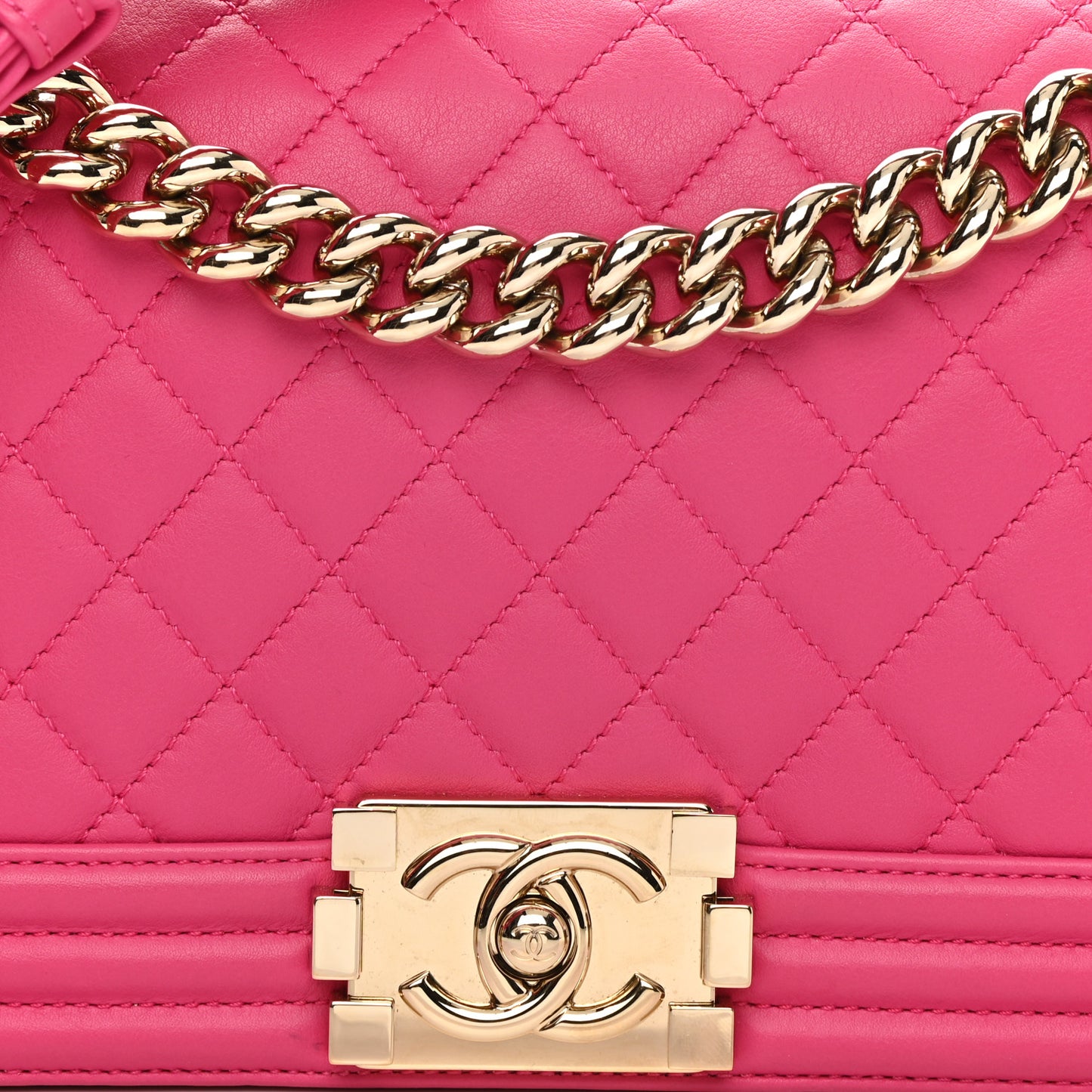 Calfskin Quilted Medium Boy Flap Fuchsia