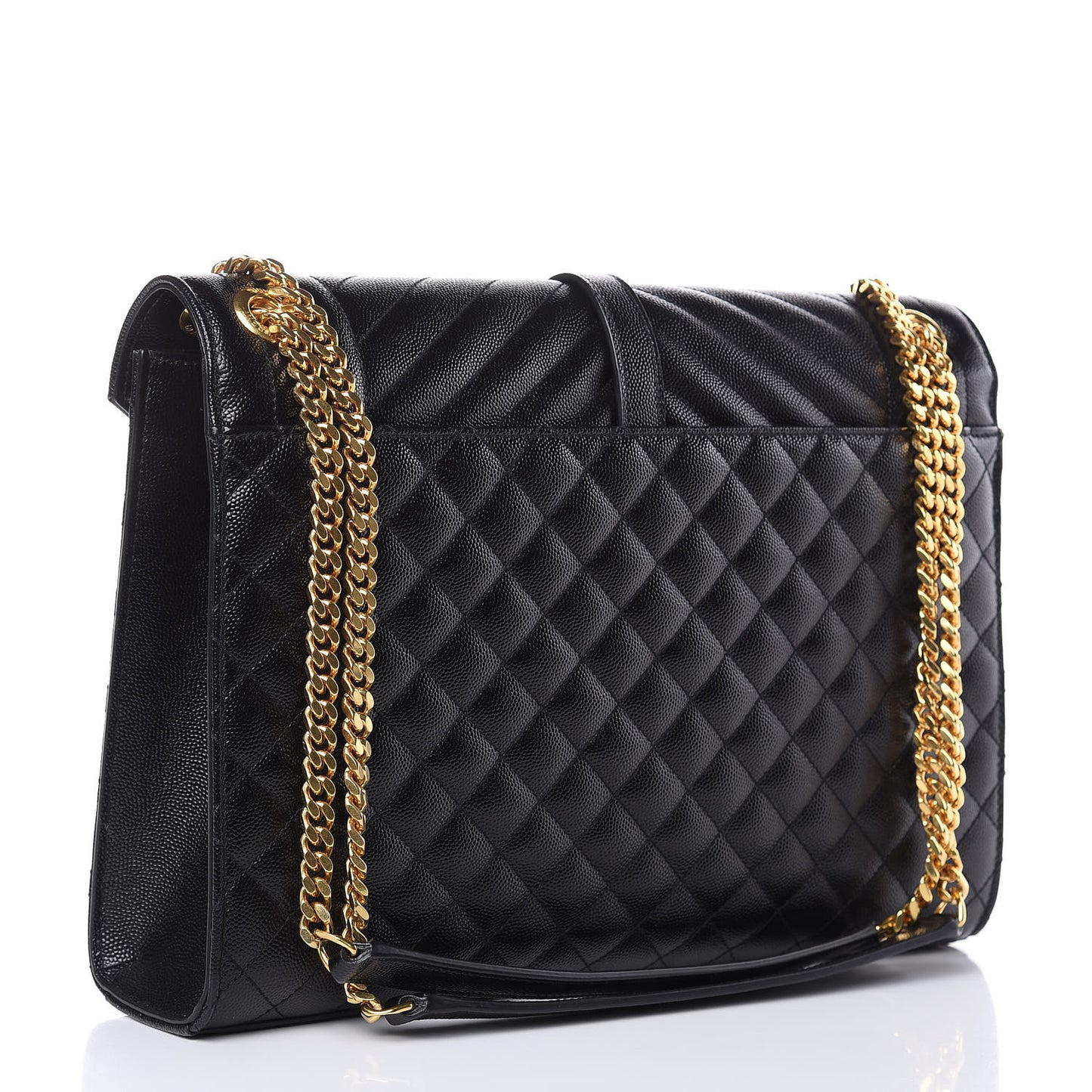 Grain De Poudre Textured Mixed Matelasse Large Triquilt Monogram Satchel Black