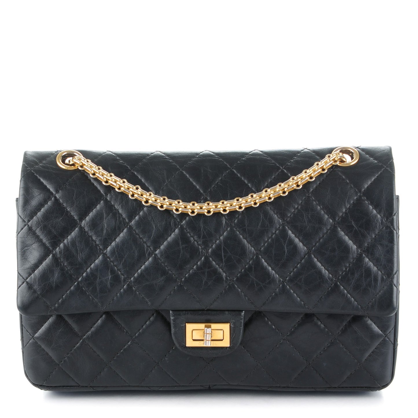 Aged Calfskin Quilted 2.55 Reissue 226 Flap Black