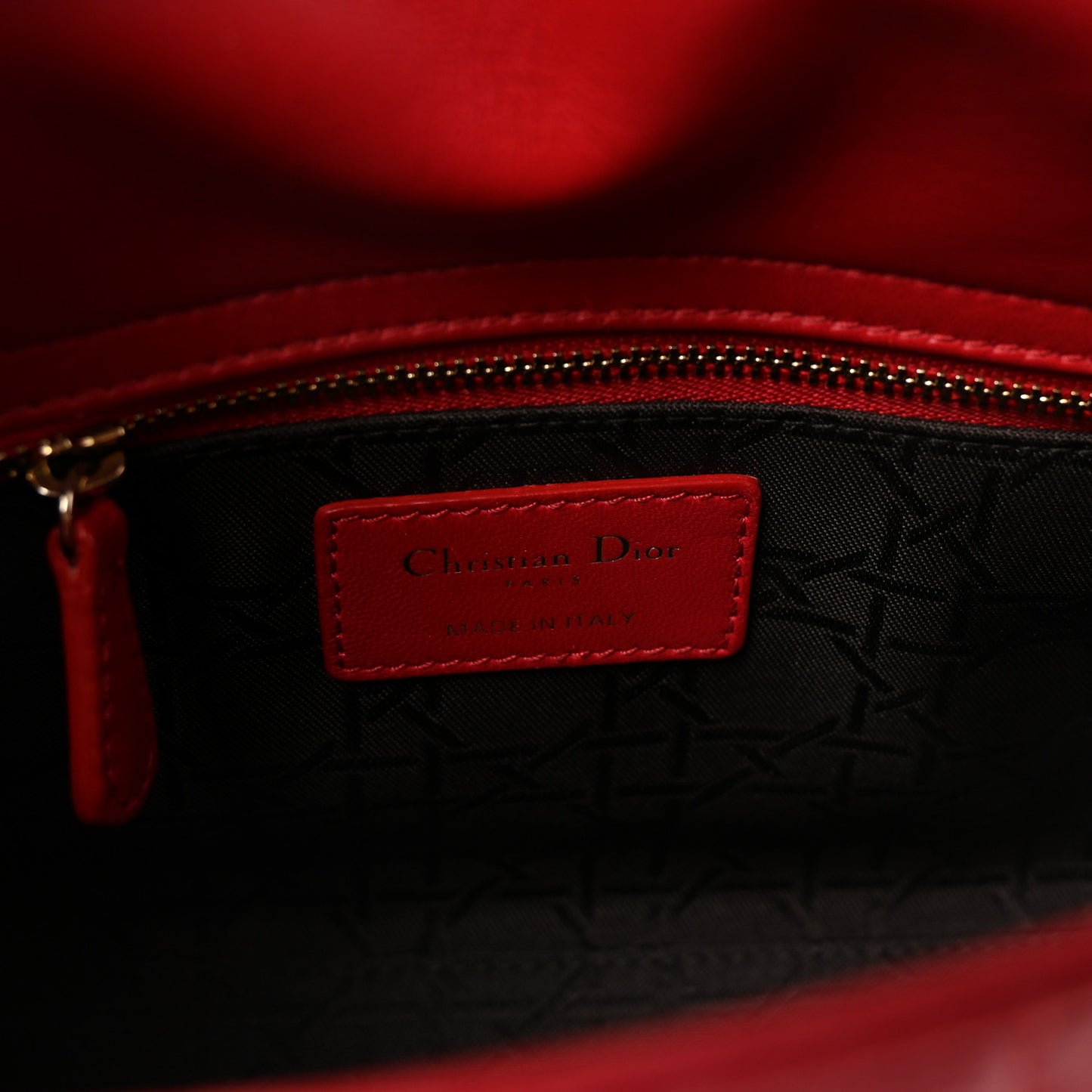 Lambskin Cannage Small Lucky Badges My Lady Dior Red