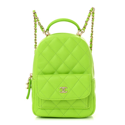 Chanel Caviar Quilted CC Mini Classic Backpack Neon Green 1 of 10