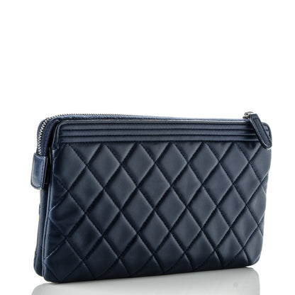 Chanel Lambskin Quilted Small Zipped Boy Clutch Navy 3 of 8