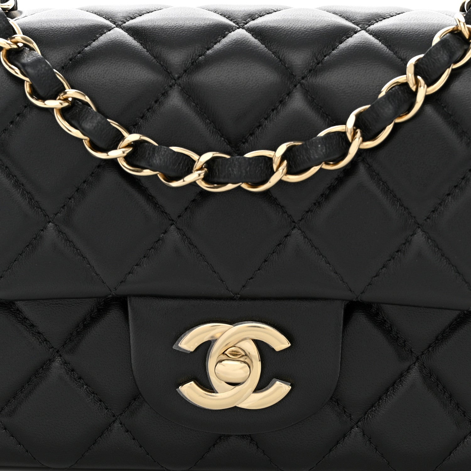 Chanel Lambskin Quilted Mini Rectangular Flap Black 8 of 12