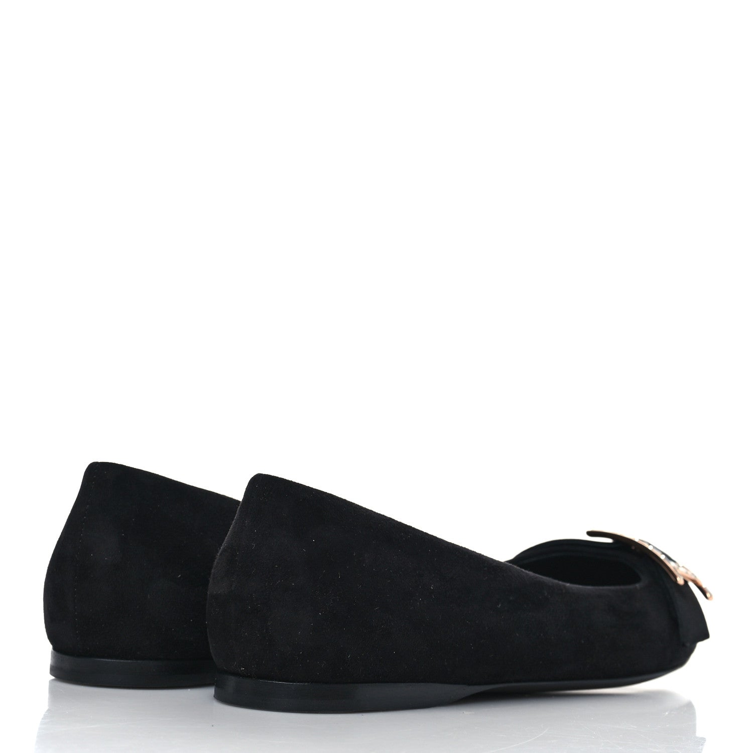 Hermes Suede Goatskin Crystal Douce Ballerina Flats 36 Black 4 of 8