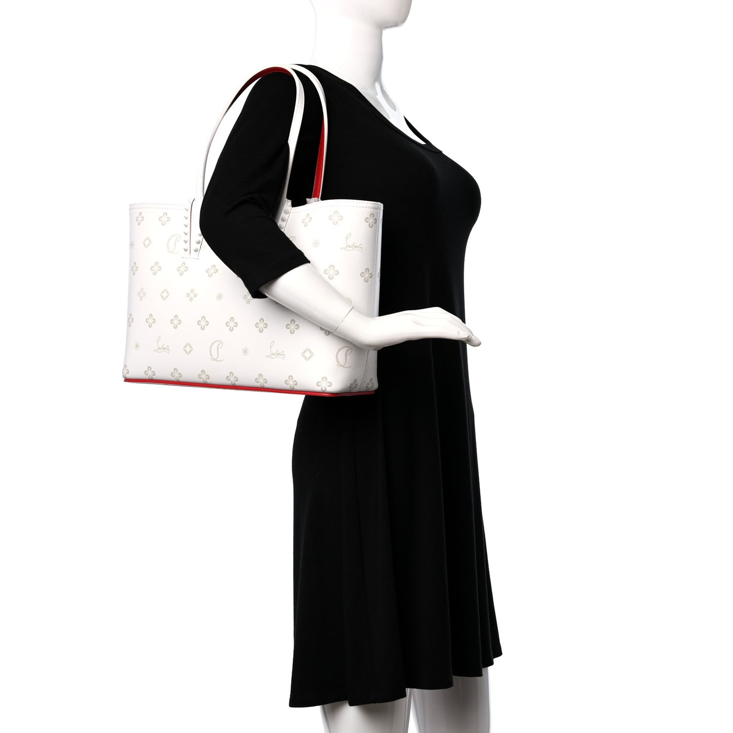 Calfskin Loubinthesky Mini East West Cabata Tote White