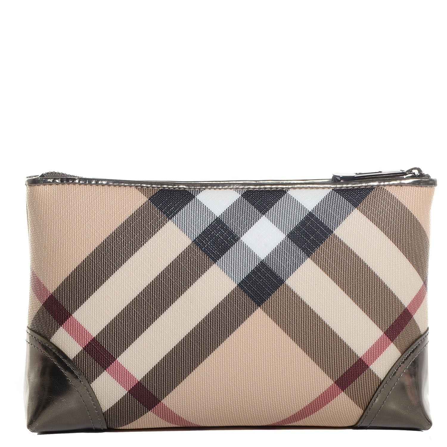 Burberry Nova Check Cosmetic Bag Nickel 1 of 8