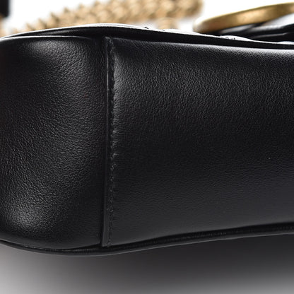 Gucci Calfskin Matelasse Mini GG Marmont Shoulder Bag Black 9 of 11