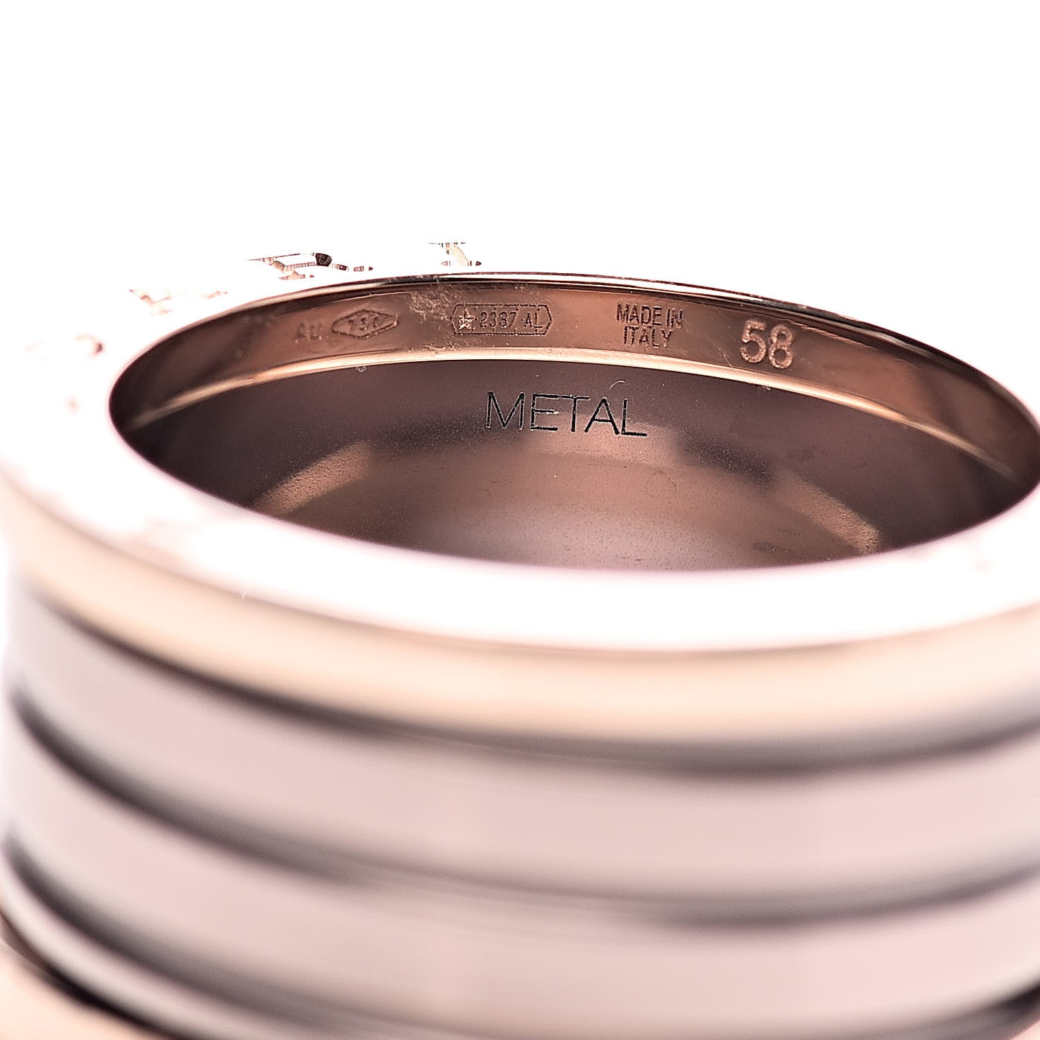Bulgari 18K Rose Gold Bronze Cermet Roma B.Zero1 Four-Band Ring 58 8.25 6 of 7