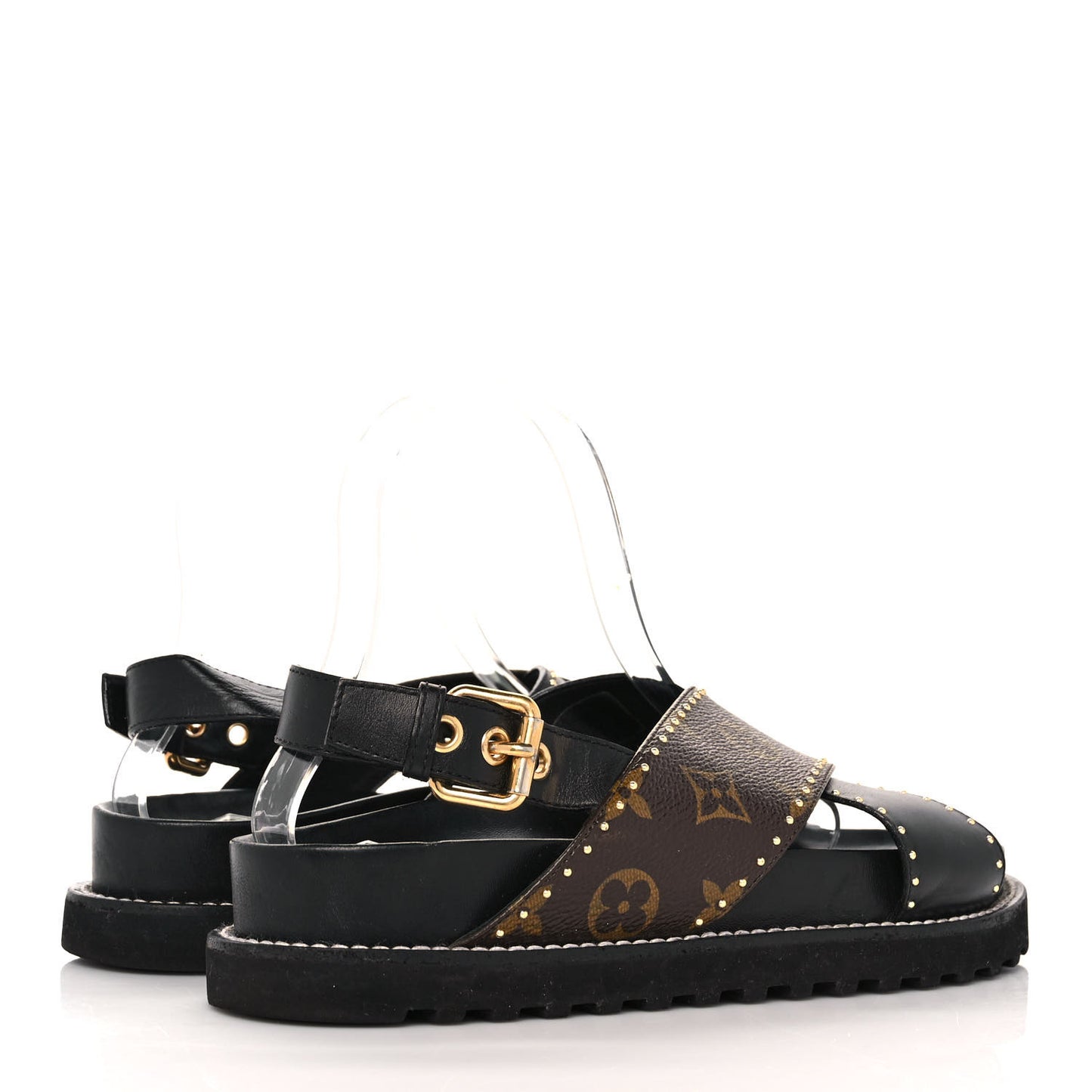 Monogram Paseo Flat Comfort Sandals 38 Black