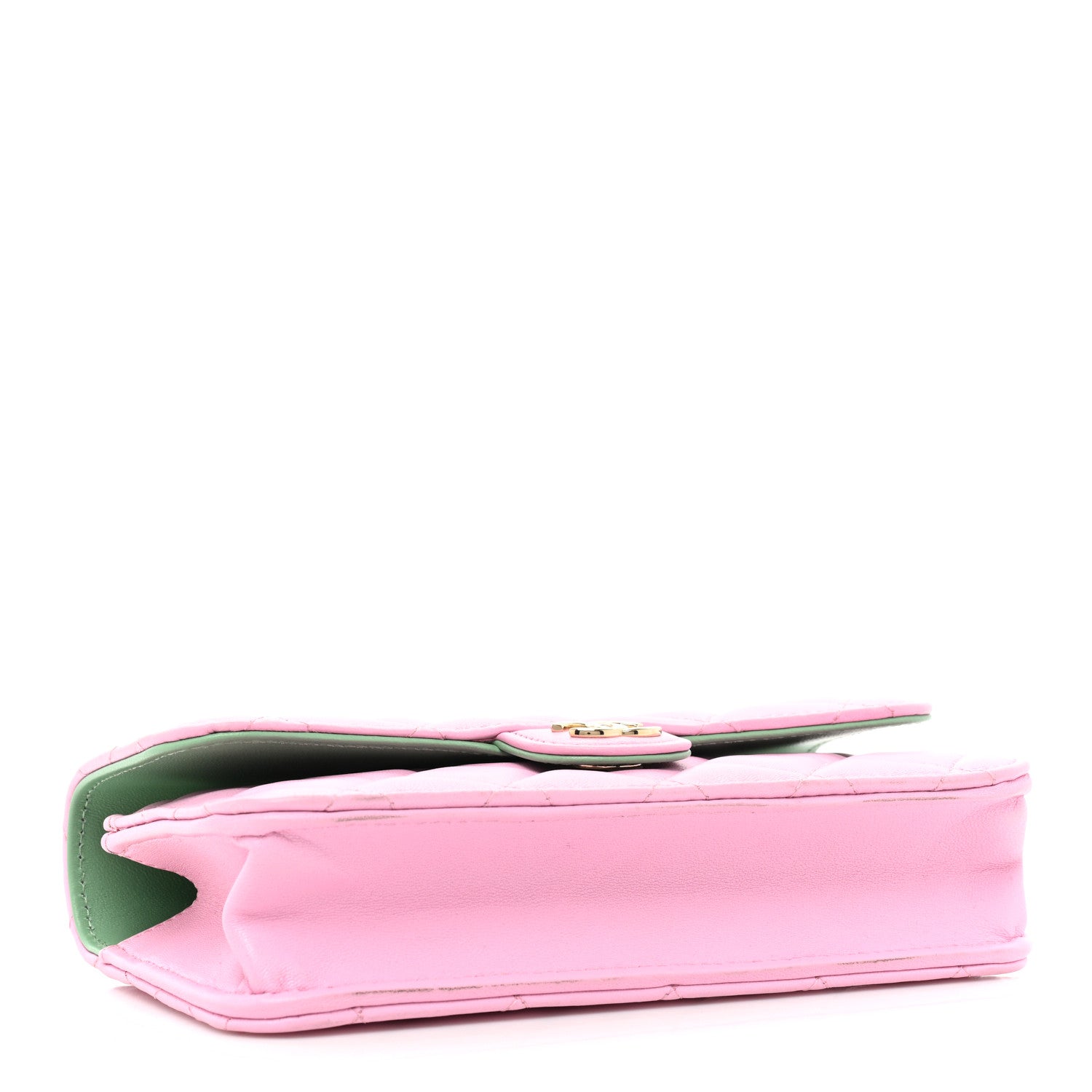 Chanel Lambskin Quilted Flap Phone Holder With Chain Lilac Light Green 4 of 14