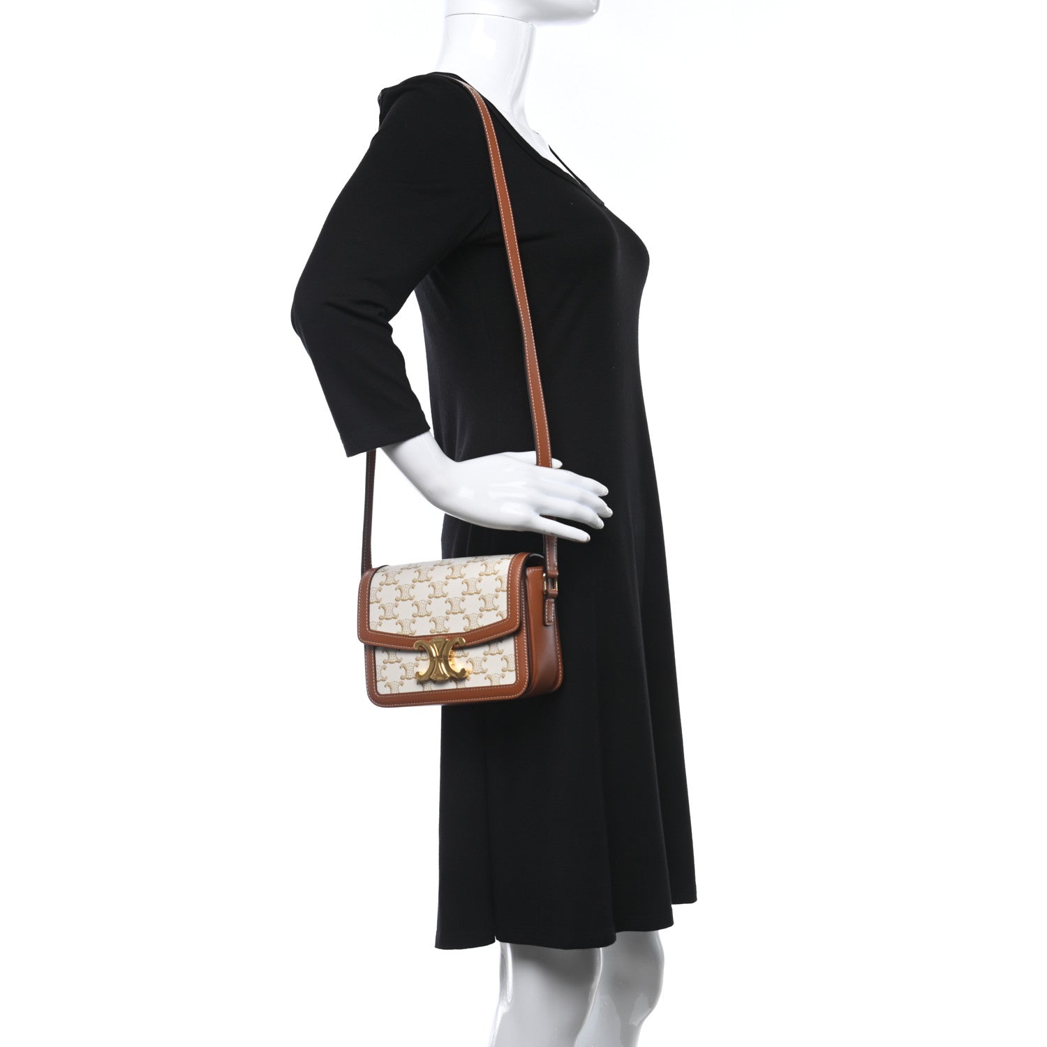 Celine Calfskin Triomphe Canvas Teen Triomphe Bag White 2 of 10