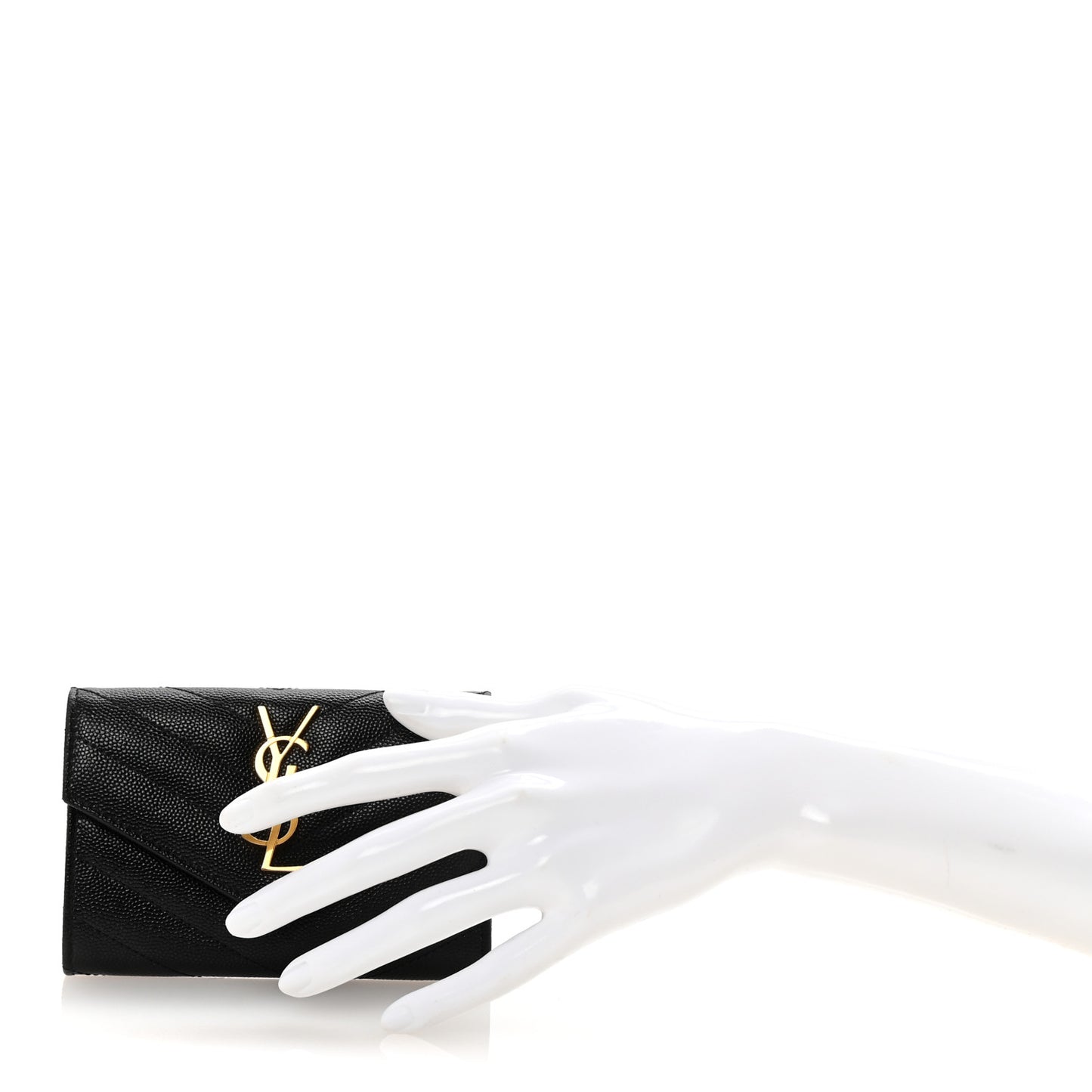 Grain De Poudre Matelasse Chevron Small Monogram Envelope Wallet Black