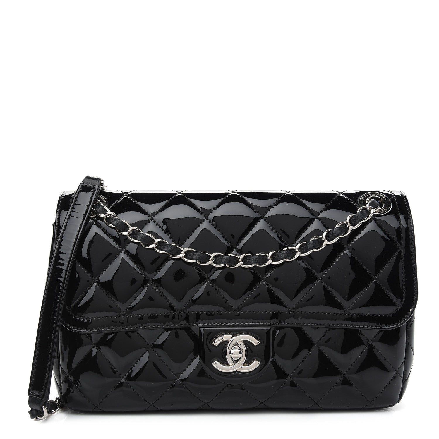 Chanel Patent Quilted Large Coco Shine Flap Black 1 of 10