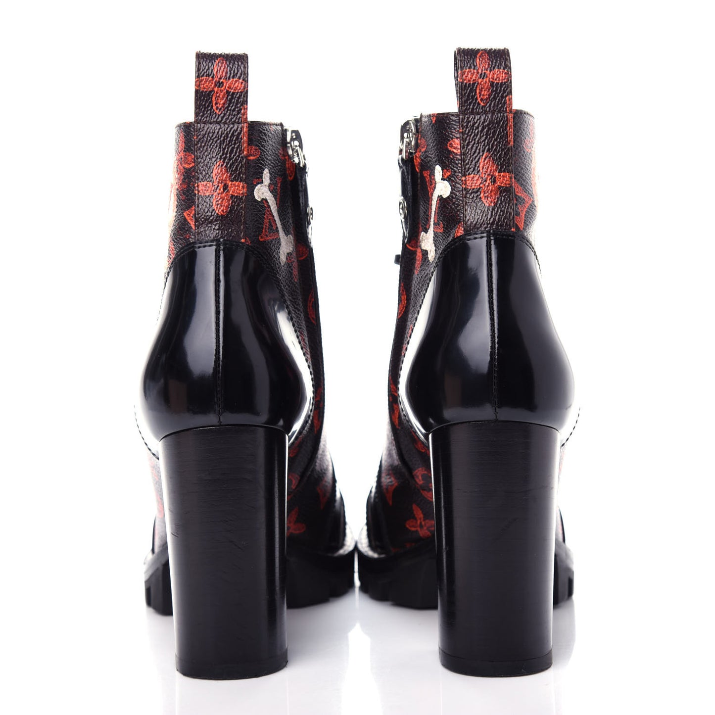 Patent Calfskin Catogram Star Trail Ankle Boots 39 Black Marron