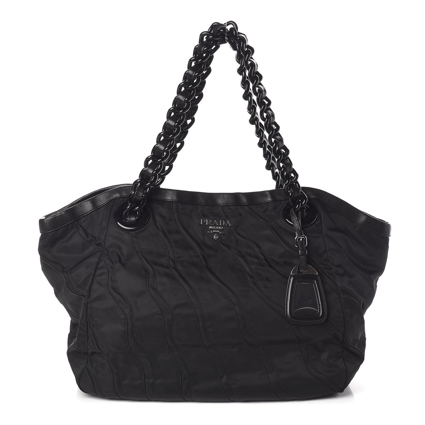 Tessuto Nylon Stripes Tote Black