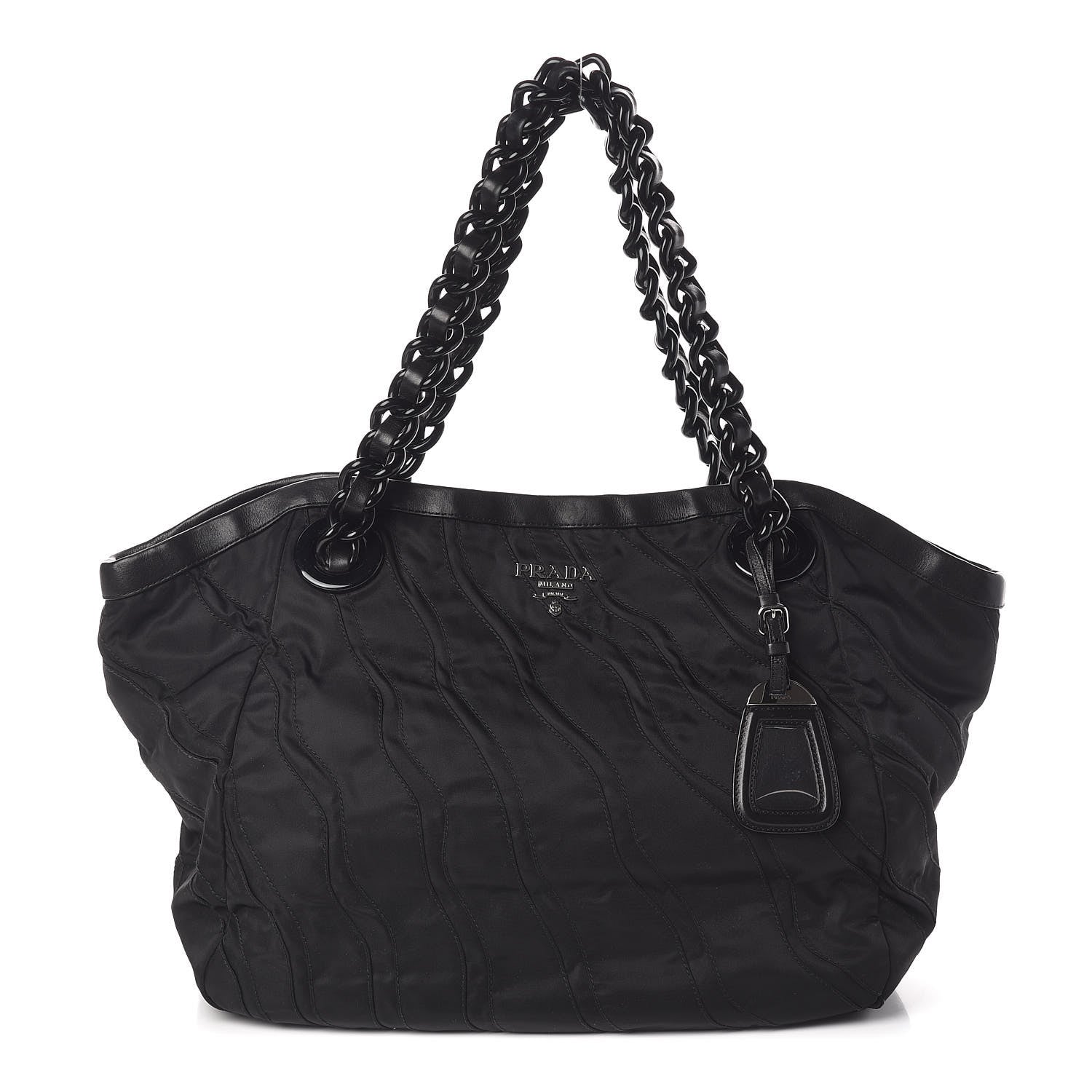 Prada Tessuto Nylon Stripes Tote Black 1 of 9