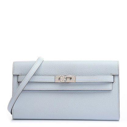 Hermes Chevre Mysore Kelly Wallet To Go Bleu Brume 1 of 7