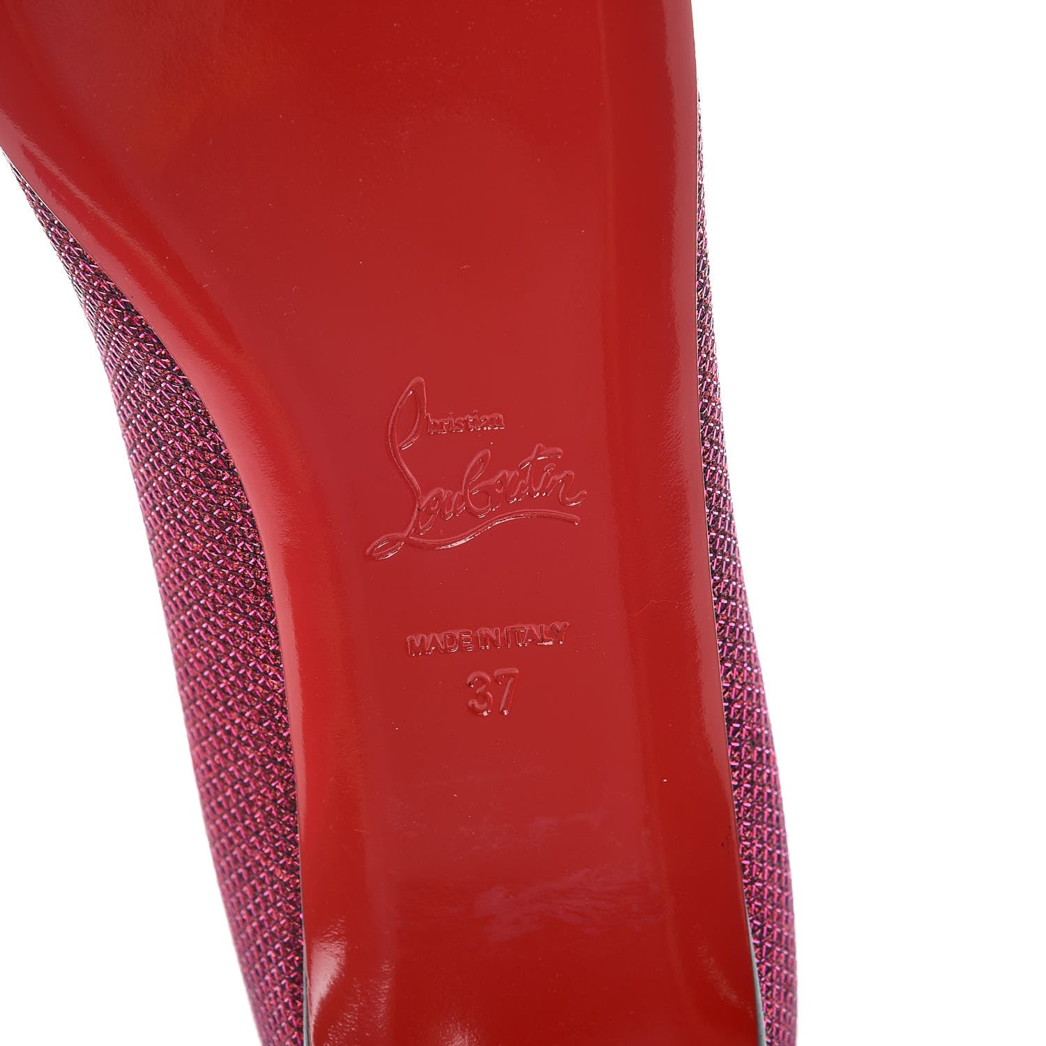 Christian Louboutin Glitter Veau Velours Heart Embellished Coramia Point Toe Flats 37 Cassis 6 of 8