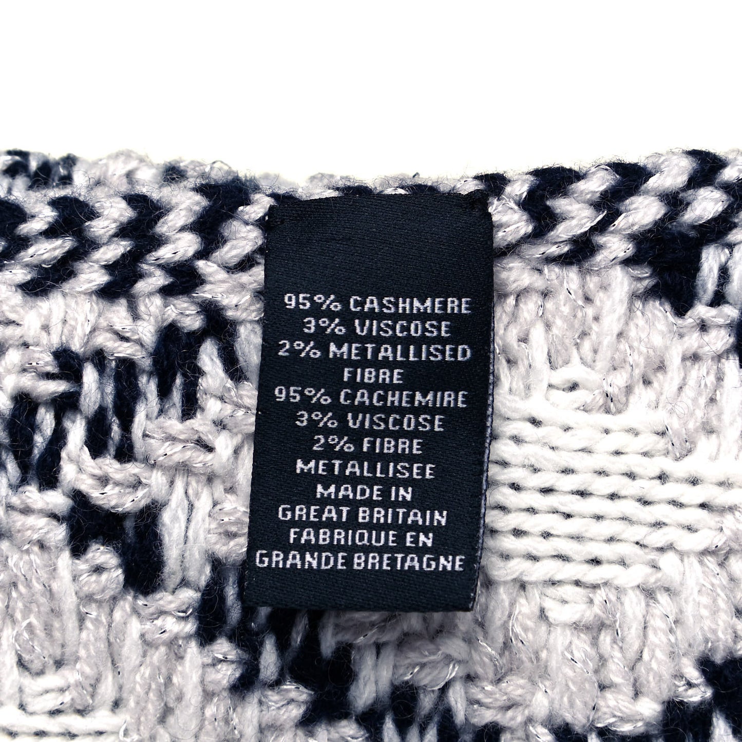 Cashmere Blend CC Fingerless Gloves Beige White Black