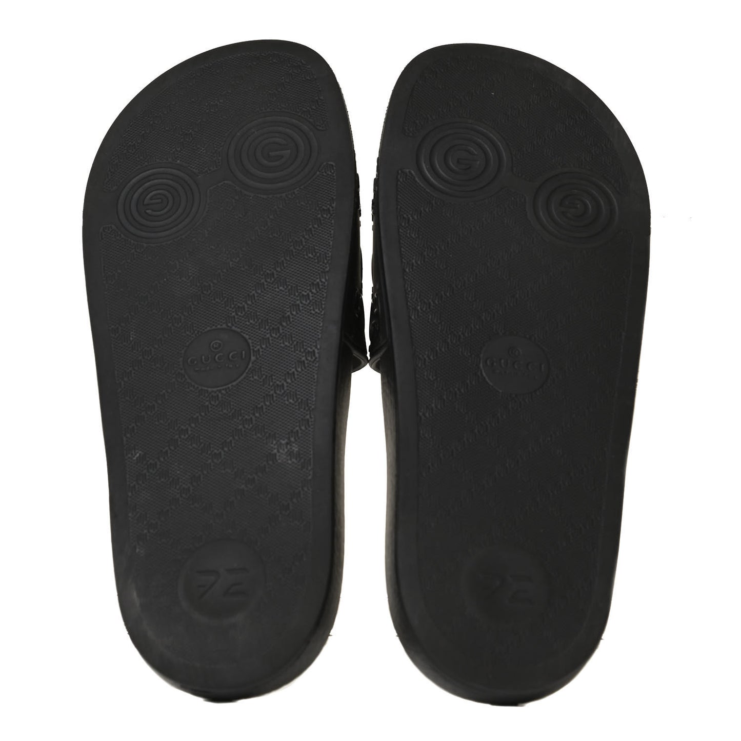 Rubber GG Monogram Perforated Womens Slide Sandals 38 Black