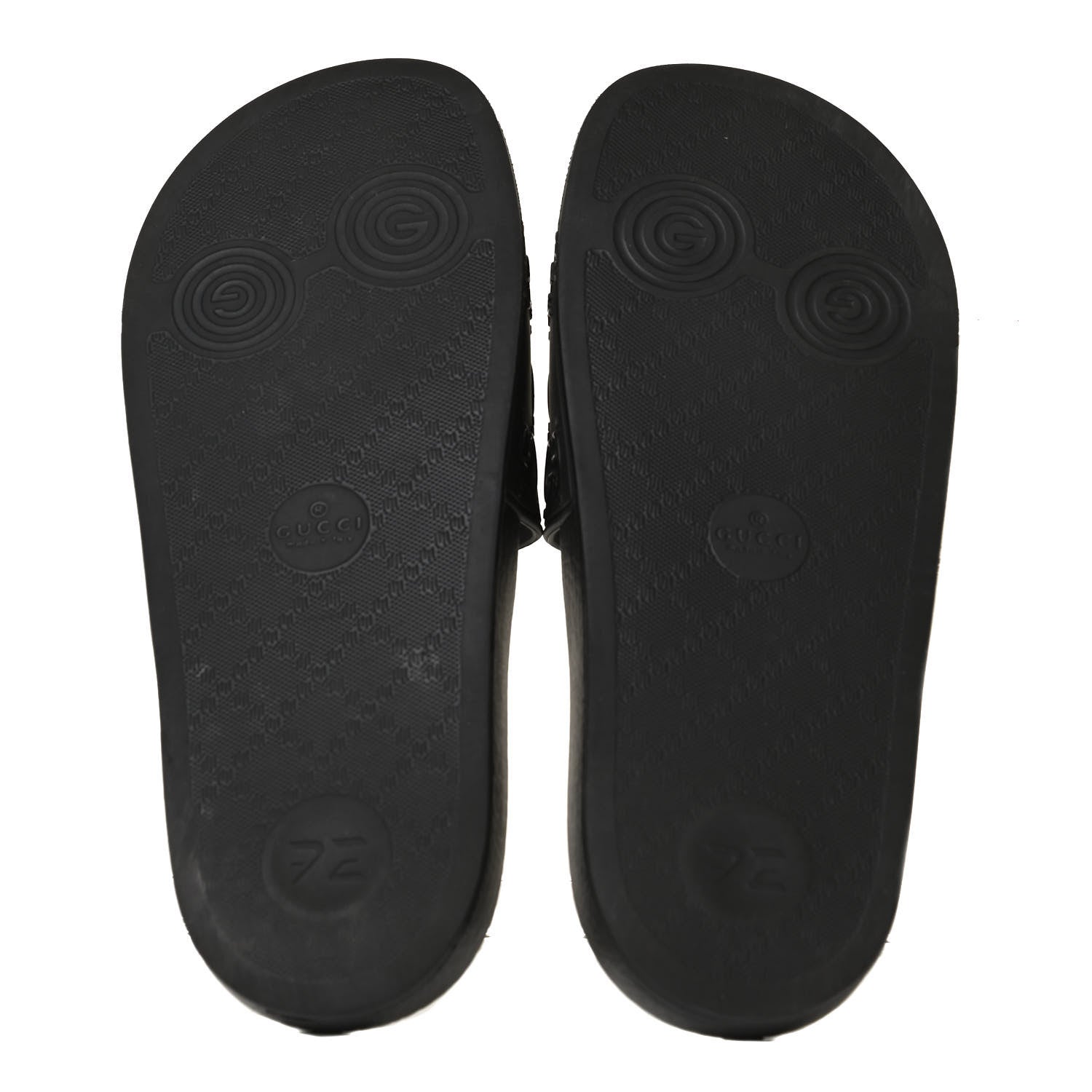 Gucci Rubber GG Monogram Perforated Womens Slide Sandals 38 Black 7 of 12