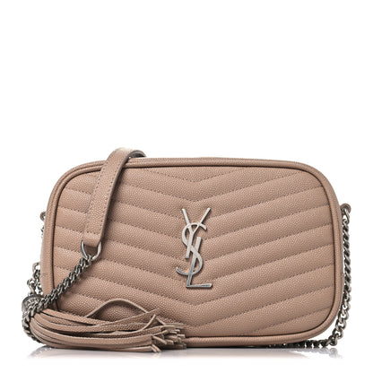 Saint Laurent Grain De Poudre Matelasse Monogram Mini Lou Camera Bag  Gold Sand 1 of 11