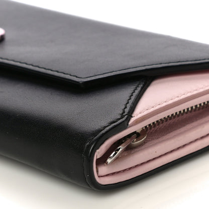 Christian Dior Calfskin Bi-Color Envelope Chain Wallet Pink Black 9 of 15