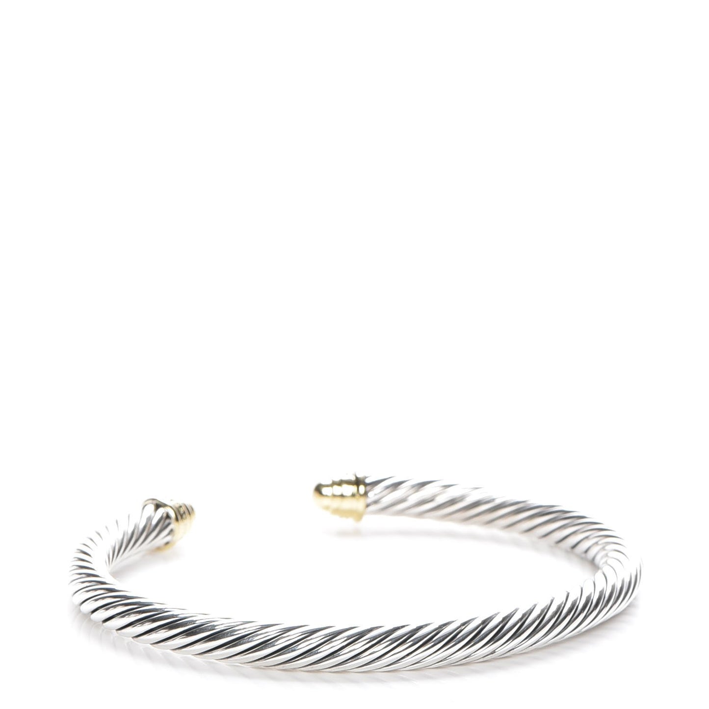 Sterling Silver 18K Yellow Gold Diamond 5mm Cable Classics Bracelet