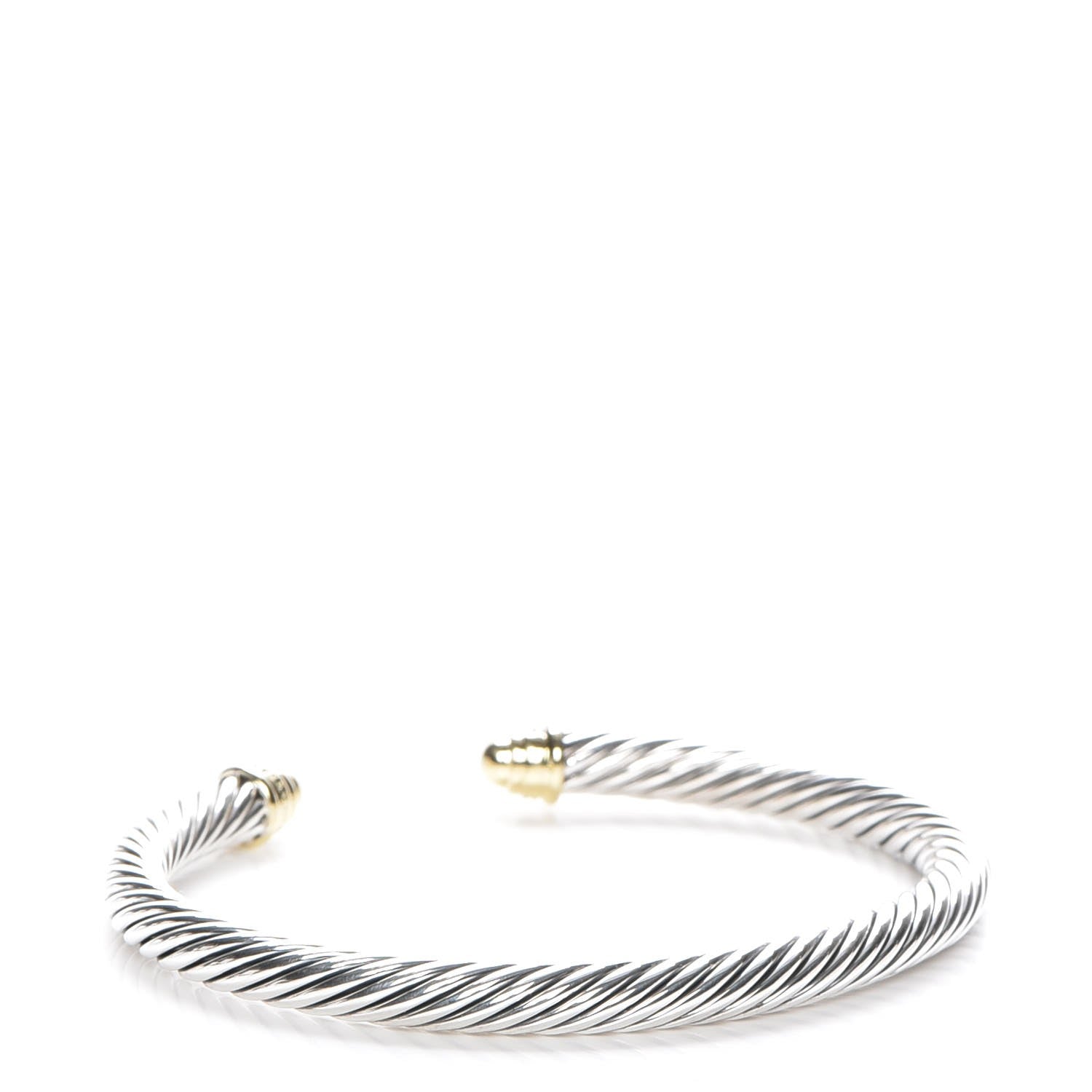 David Yurman Sterling Silver 18K Yellow Gold Diamond 5mm Cable Classics Bracelet 3 of 6