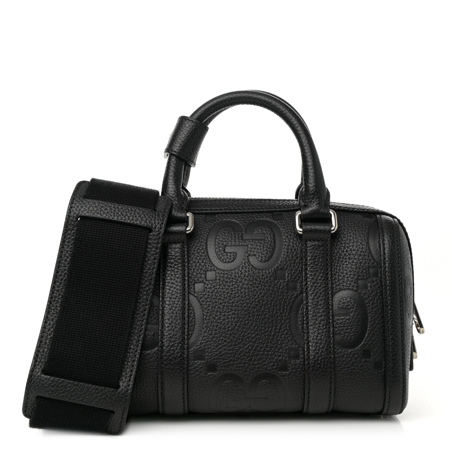 Gucci Piuma Calfskin Jumbo GG Embossed Mini Duffle Bag Black 1 of 11