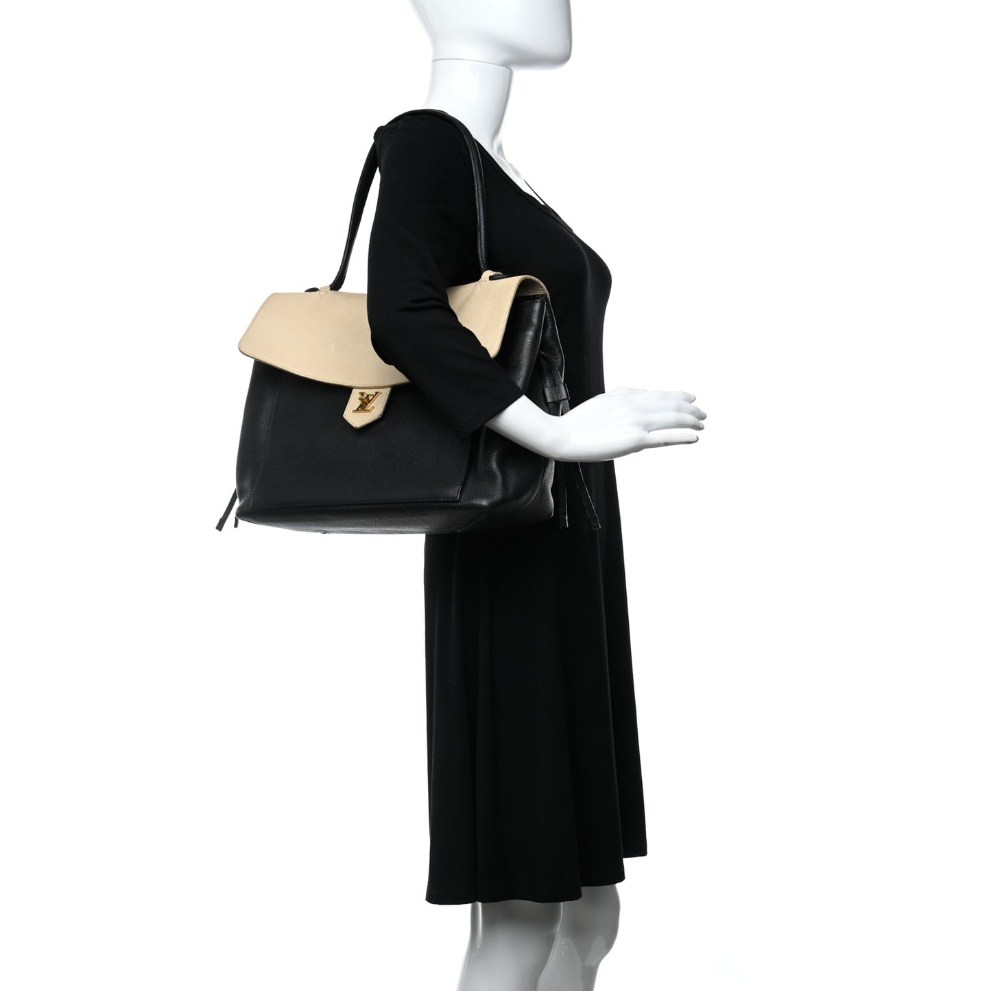 Calfskin Lockme MM Vanille Black
