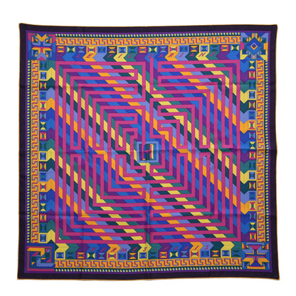 Hermes Silk Le Fil D'Ariane Scarf 90 Violet Vert Jaune 1 of 7