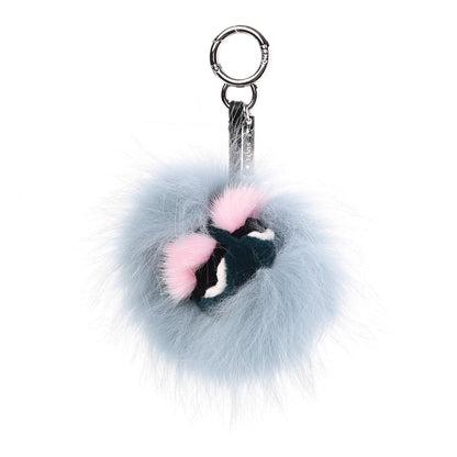 Fendi Fox Mink Rabbit Fur Vitello Flamingo Mini Monster Bag Bug Charm Lagoon Black Multicolor 1 of 4