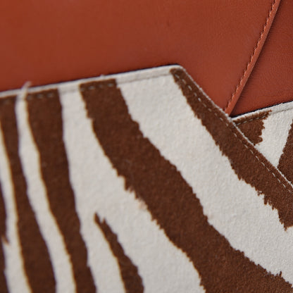 Celine Shiny Smooth Calfskin Zebra Printed Felt Small Twisted Cabas Chalk Brick 26 of 28