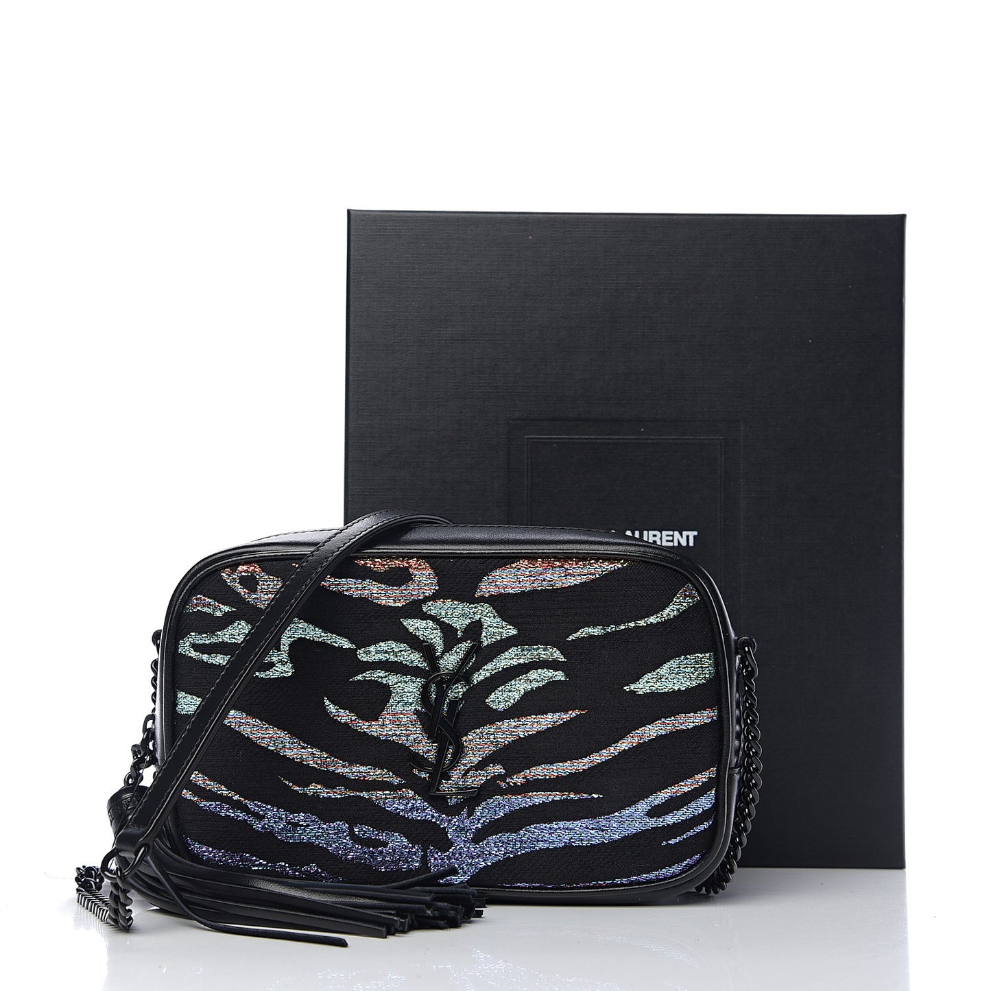 Calfskin Tiger Burnout Monogram Lou Camera Bag Black Multicolor