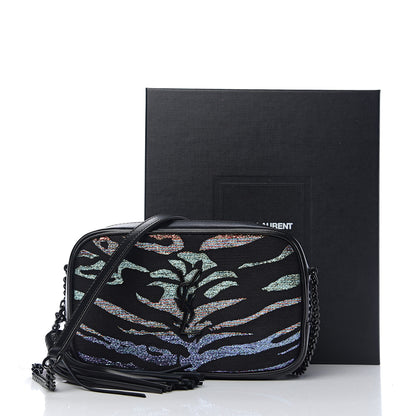 Saint Laurent Calfskin Tiger Burnout Monogram Lou Camera Bag Black Multicolor 10 of 10
