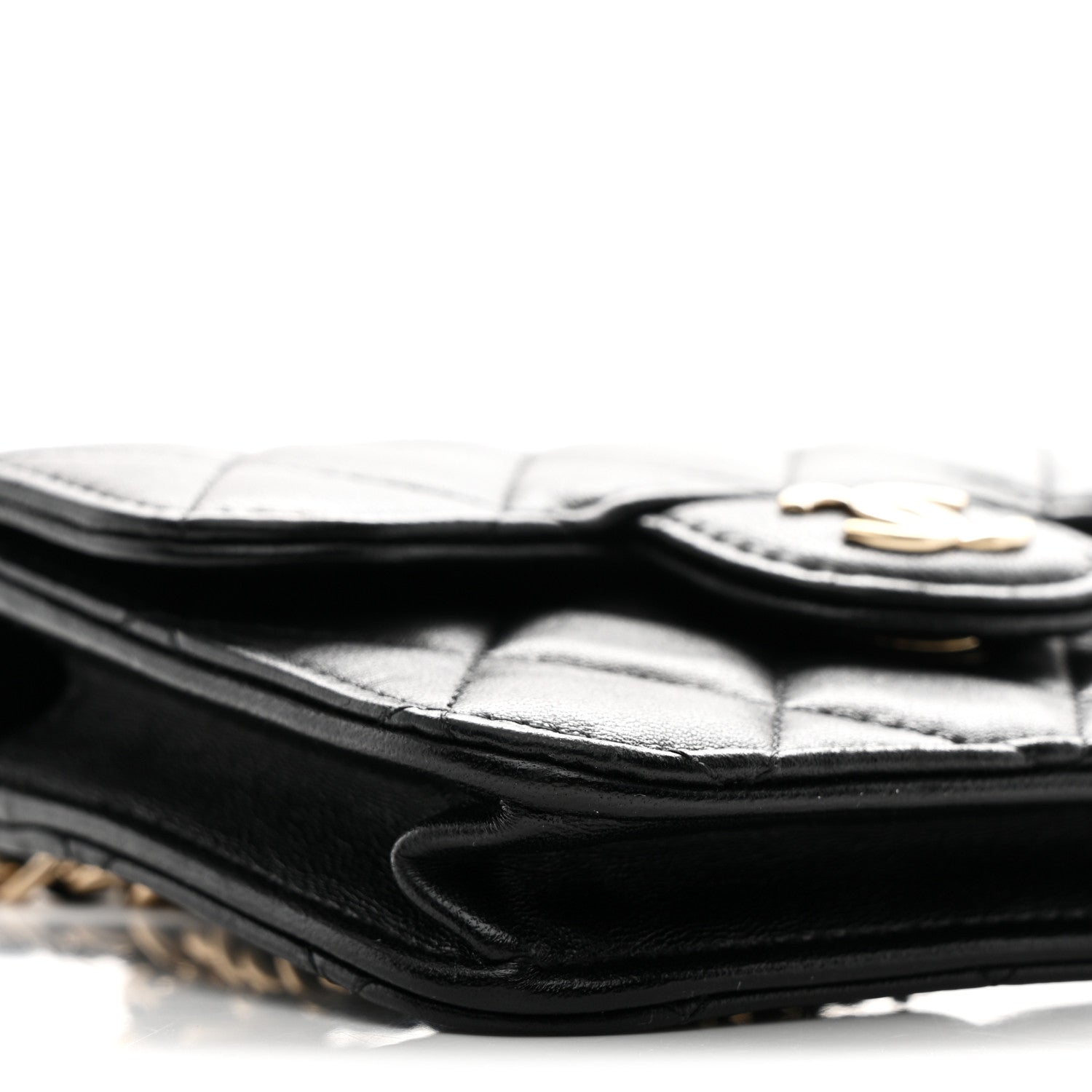 Chanel Lambskin Quilted Top Handle Flap Coin Purse With Chain Black 9 of 11