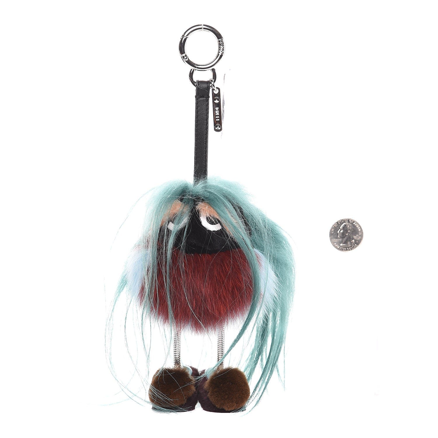 Fendi Goat Mink Fox Fur Mum Wonders Bag Charm Jade Bordeaux 3 of 6