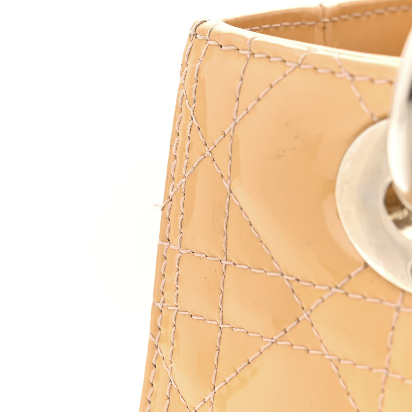 Patent Cannage Medium Lady Dior Beige