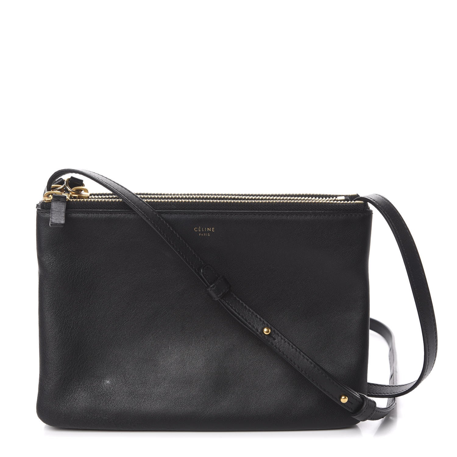 Celine Lambskin Small Trio Crossbody Bag Black 1 of 14