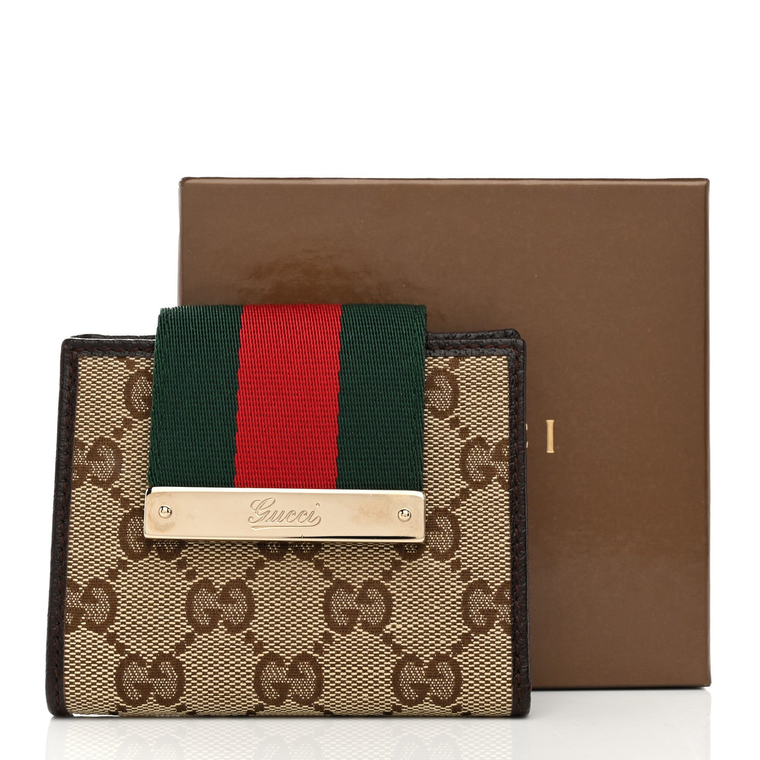 Gucci Monogram Ladies Web French Flap Wallet Dark Brown 8 of 8