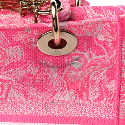 Christian Dior Canvas Toile De Jouy Reverse Embroidered Medium Lady D-Lite Fluorescent Pink 14 of 17
